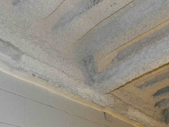 ceiling sprayed with fire stopper